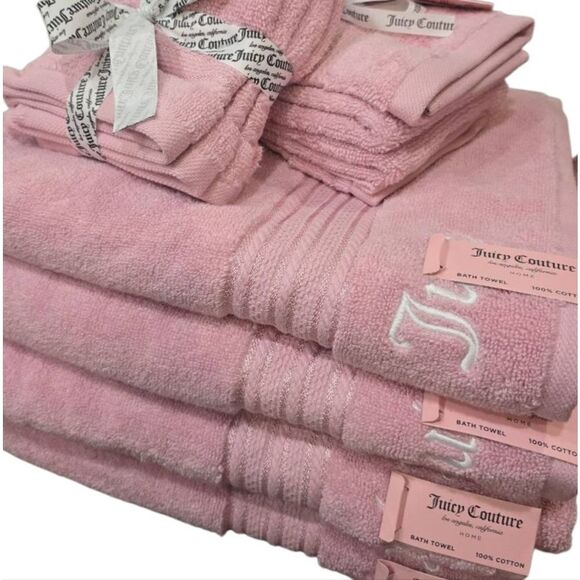 Juicy Couture Home Embroidered Signature Logo Plush Oversized Towel Set - Picture 3 of 10